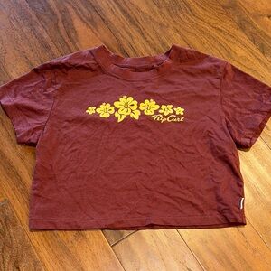 Rip Curl juniors cropped Burgundy Floral Tee